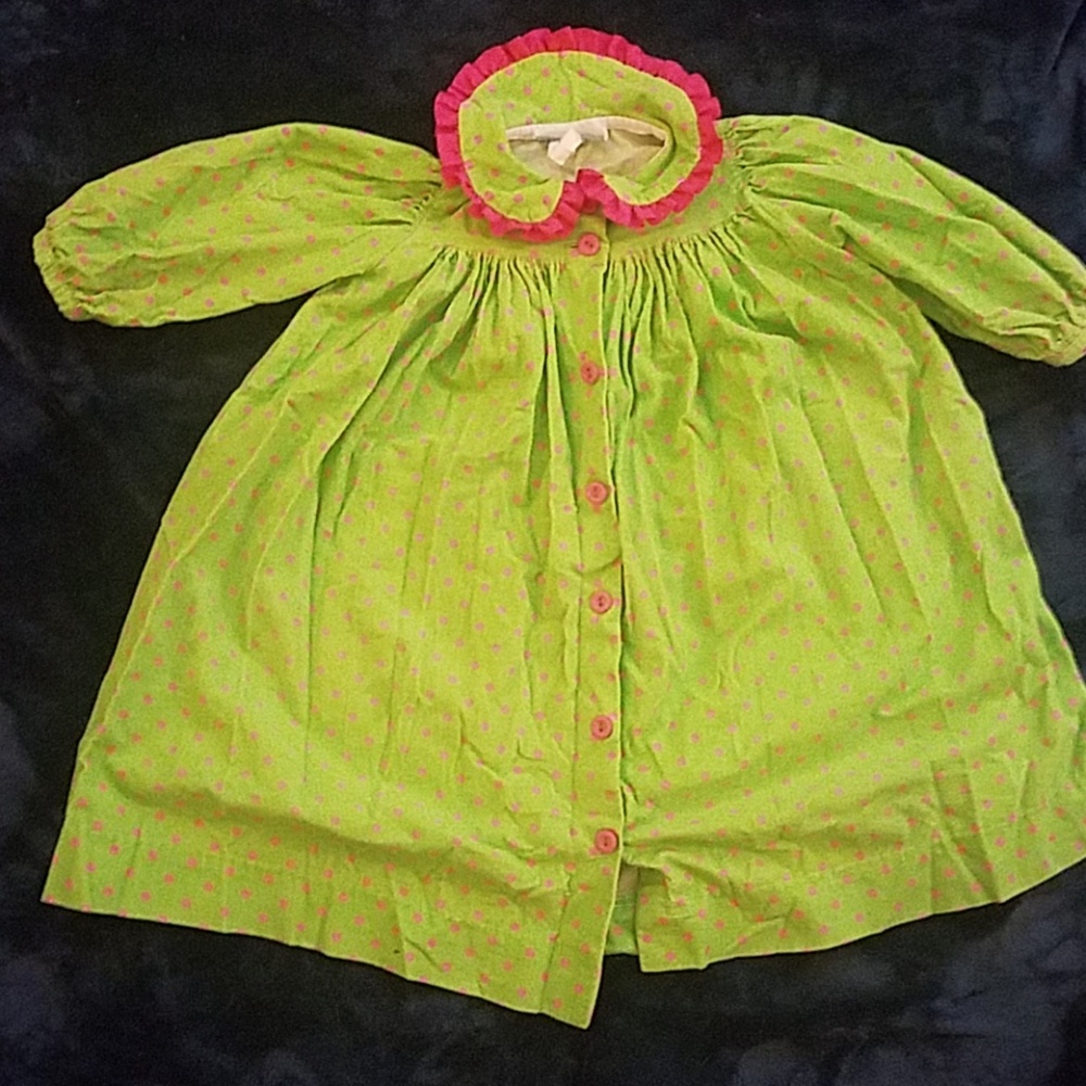 Chabre 3T Green and Pink Button Up Dress